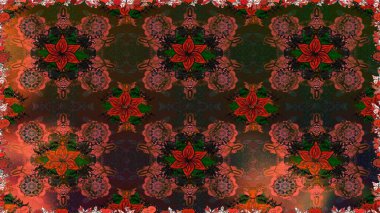 Renkli Bahar Temalı Kusursuz Arkaplan. Sevimli çiçek raster deseni. Düz Çiçek Elementleri Tasarımı. Kahverengi renkte çiçekler.