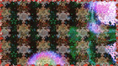 Raster çiçekli arka plan. Düz Çiçek Elementleri Tasarımı. Güzel kumaş deseni. Renkli Yaz Temalı Kusursuz Arkaplan. Güzel, pürüzsüz bir desen. Yazdır.