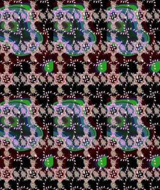 Siyah renkli çiçekler. Kumaş desenli papatya çiçekleri ayrıntıları.