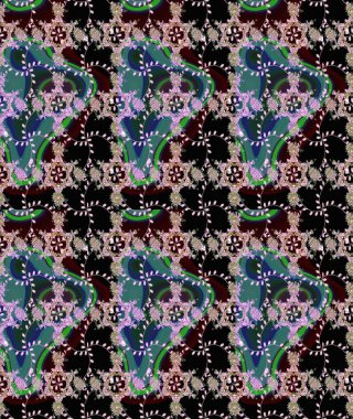 Raster illüstrasyonu. Şirin çiçek elementleri. Siyah renkli çiçekler. Çizim.