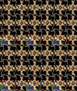 Siyah renklerde. 3D çiçekler, eskiz. Raster illüstrasyonu.