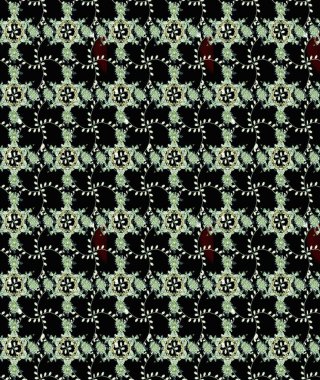 Asya tekstil tarzında. Siyah renkli çiçekler. Raster illüstrasyonu. Raster illüstrasyonu. Çiçek desenini çiz.