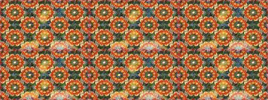 Oriental raster klasik turuncu ve altın desenli. Raster illüstrasyonu. Kusursuz soyut arkaplan.