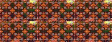 Kahverengi üzerine çiçekler. Kusursuz bir arka plan modeli. Suluboya, elle çizilmiş. Raster stoku.