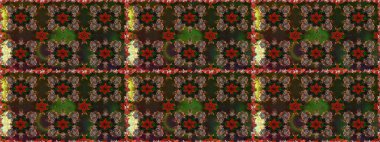 Kahverengi renkli çiçekler. Renkli Bahar Temalı Kusursuz Arkaplan. Sevimli çiçek raster deseni. Düz Çiçek Elementleri Tasarımı.