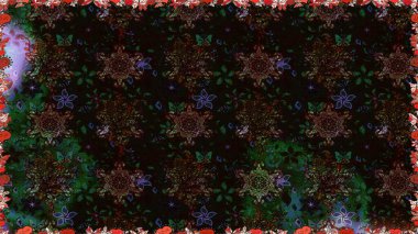 Hediye ambalaj kağıdı, tebrik kartları, posterler ve pankart tasarımı. Raster düz çiçekleri pürüzsüz desen. Siyah renkte çiçekler.