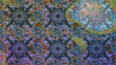 Raster Illustrasyon 'da moda olmayan çiçek deseni. Mavi renkli çiçekler. Düz Çiçek Elementleri Tasarımı. Renkli Yaz Temalı Kusursuz Arkaplan.