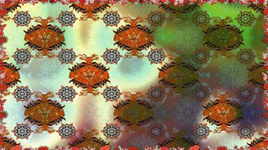 Pürüzsüz desen, parlak çiçekli halı kahverengi renklerde..