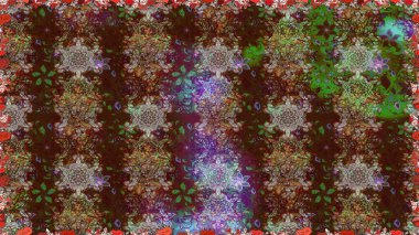 Raster suluboya çiçek deseni, narin çiçekler, kahverengi çiçekler, tebrik kartı şablonu. Raster Güzel kumaş deseni.