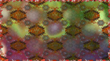 Düz Çiçek Elementleri Tasarımı. Çiçekle kusursuz desen. Kahverengi renkli çiçekler. Renkli Bahar Teması Kusursuz Arkaplan.