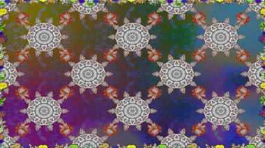 Gri renkli çiçekler. Düz Çiçek Elementleri Tasarımı. Renkli Bahar Temalı Kusursuz Arkaplan. Raster illüstrasyonunda kusursuz çiçek deseni.