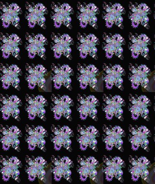 Şirin karalamalı çiçek desenli çizim. Raster illüstrasyonu. El yapımı çiçek ve bitki koleksiyonu. Raster illüstrasyonu. Eskiz tarzı siyah renkler.