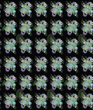 Çiçekli yumuşak bir eskiz şekli. Yumuşak, bahar çiçekleri siyah renklerde. Raster illüstrasyonu. Raster çiçekleri klasik tarzda resmedilir..