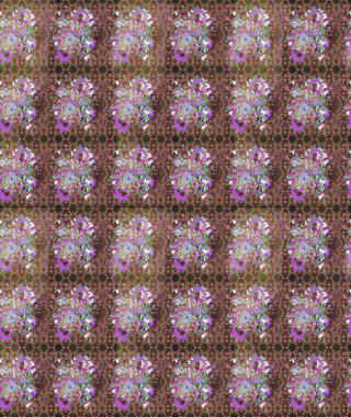 Çiçekli karalama şeklinde Raster çiçek deseni. Kahverengi renkli çiçekler. Yumuşak, bahar çiçekli arka plan.