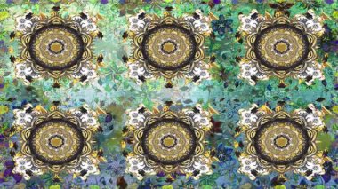 Renkli unsurlarla hareketli arka plan görüntüleri. Çiçekler. Eski model. Bayrak tarzı. Video kaydı. Şablon. Döngü. Kusursuz..