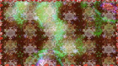 Düz Çiçek Elementleri Tasarımı. Kahverengi renkli çiçekler. Renkli Bahar Temalı Kusursuz Arkaplan. Çiçekle kusursuz desen.