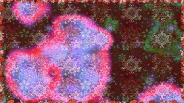 Raster illüstrasyonu. Renkli Bahar Temalı Kusursuz Arkaplan. Çiçek deseni. Düz Çiçek Elementleri Tasarımı. Kusursuz Chichi kumaş deseni..