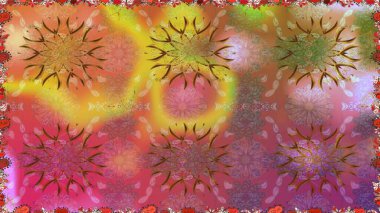 Raster illüstrasyonunda kusursuz çiçek deseni. Düz Çiçek Elementleri Tasarımı. Renkli Bahar Temalı Kusursuz Arkaplan. Güzel kumaş deseni.