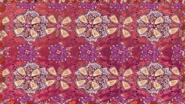 Raster illüstrasyonu. Yumuşak, pembe renkte bahar çiçekleri. Çiçek ve yapraklı karalama şeklinde Raster çiçek deseni.