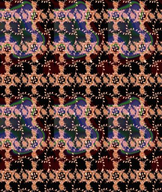 Siyah renkli çiçek desenli eskiz. Suluboya tarzında siyah renkte çiçekler.