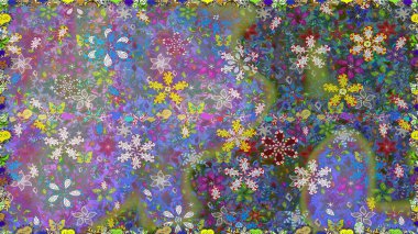 Raster illüstrasyonunda kusursuz çiçek deseni. Suluboya tarzında nötr renkler üzerine çiçekler.