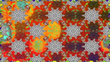 Soyut etnik raster kusursuz desen. Arkaplan dokusu, duvar kağıdı, çiçek temalı gri renkler. Kabile sanatı boho baskısı, klasik çiçek arkaplanı.