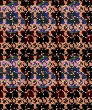 Siyah renkli çiçek desenli eskiz. Suluboya tarzında siyah renkte çiçekler.