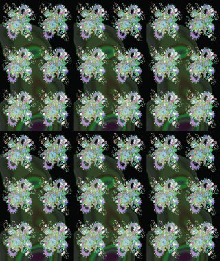 Yeşil renkte zarif çiçek buketi suluboya. Düz Çiçek Elementleri Tasarımı. Renkli Bahar Teması eskiz kalıbı. Raster illüstrasyonu.