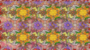 Arkaplan dokusu, duvar kağıdı, kahverengi renkli çiçek teması. Soyut etnik raster kusursuz desen. Kabile sanatı boho baskısı, klasik çiçek arkaplanı.