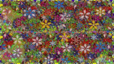 Kusursuz. Şirin çiçek elementleri. Raster illüstrasyonu. Yeşil renkte çiçekler.