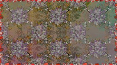 Raster illüstrasyonunda kusursuz çiçek deseni. Suluboya tarzında gri renkte çiçekler.