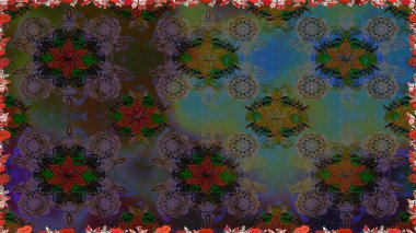 Düz Çiçek Elementleri Tasarımı. Raster illüstrasyonunda kusursuz çiçek deseni. Kahverengi renkli çiçekler. Renkli Bahar Teması Kusursuz Arkaplan.