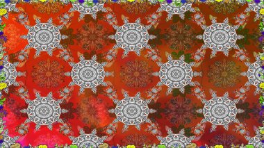 Kumaş, duvar kağıdı ve kağıt üzerine baskı yapmak için gelişen arka plan. Sevimli, pürüzsüz desenli, küçük çiçekli, klasik tarzda. Moda arka planında parlak buketler. Raster illüstrasyonu.