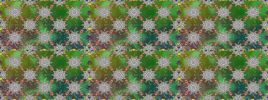 Küçük yeşil çiçeklerle oldukça eski bir besin torbası deseni. Tekstil, kumaş, kapaklar, duvar kağıtları, baskı, naylon, yapıştırma, örgü, dekupaj için çiçeksiz arkaplan.