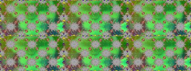 Yeşil renkte çiçeklerle süslenmiş kusursuz çiçek deseni. Suluboya tarzında yeşil renkte çiçekler.