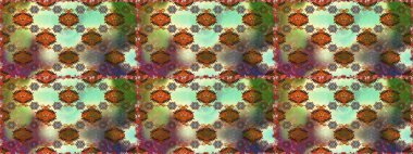 Raster illüstrasyonu. Renkli Bahar Temalı Kusursuz Arkaplan. Kusursuz Chichi kumaş deseni. Düz Çiçek Elementleri Tasarımı. Çiçek deseni.