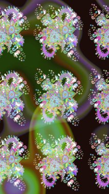 Raster - stok. Yeşil çiçekli eskiz deseni, suluboya çiçek deseni, sevimli çiçek, duvar kağıdı, kart veya kumaş için fayanslı.