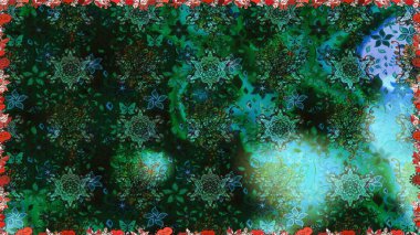 Raster illüstrasyonu. Çiçekli karalama şeklinde Raster çiçek deseni. Yumuşak, bahar çiçekleri mavi renklerde.