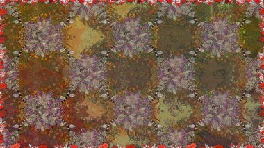 Kahverengi renkli çiçekler. Düz Çiçek Elementleri Tasarımı. Çiçekli kusursuz retro desen. Renkli Yaz Temalı Kusursuz Arkaplan.