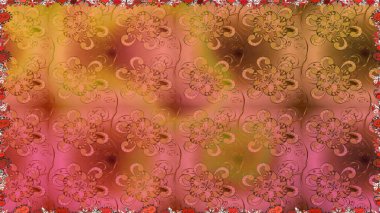 Düz Çiçek Elementleri Tasarımı. Renkli Bahar Temalı Kusursuz Arkaplan. Raster illüstrasyonu. Turuncu renkte zarif çiçek buketi suluboya.