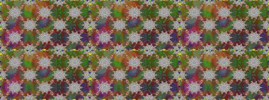 Poster ya da kapak için arka plan. Yapraklı kusursuz desen. Tekstil için figür. Davetiye ve kartpostal tasarımı için dekoratif çiçek unsurları. Sevimli zarif çiçekler Raster illüstrasyonu.