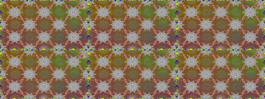 Raster illüstrasyonu. Çiçeklerle suluboya desenli çiçek deseni. Kahverengi renkli güzel tekstil.