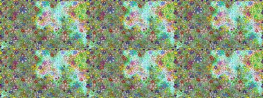 Düz Çiçek Elementleri Tasarımı. Çiçek deseni. Raster illüstrasyonu. Renkli Bahar Temalı Kusursuz Arkaplan. Kusursuz Chichi kumaş deseni..