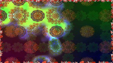 Renkli Bahar Temalı Kusursuz Arkaplan. Raster illüstrasyonunda kusursuz çiçek deseni. Süslü kumaş deseni. Düz Çiçek Elementleri Tasarımı.