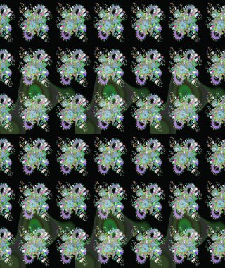 Raster illüstrasyonundaki çiçek desenli çizim. Düz Çiçek Elementleri Tasarımı. Renkli Bahar Teması eskiz kalıbı. Siyah renkte çiçekler.