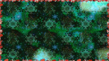 Yeşil renkli çiçekler. Raster düz çiçekleri pürüzsüz desen. Tasarım hediye paketi, tebrik kartları, posterler ve afiş tasarımı.