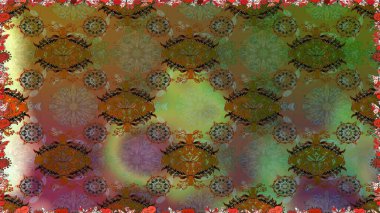 Düz Çiçek Elementleri Tasarım Raster illüstrasyonu. Kahverengi renkli çiçekler. Renkli Bahar Temalı, pürüzsüz bir arka plan. Çiçekli, suluboya desenli kusursuz çiçek deseni.