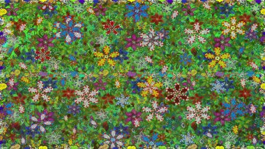 Raster illüstrasyonu. Klasik çiçek tasarımı elementleri. Yeşil kıvırcık çiçekler yeşil renkte şekillenir.