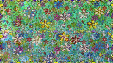 Çiçekli el, pürüzsüz desen çizmiş. Modern gelişim yeşil raster arka plan duvar kâğıdı illüstrasyon klasik çizgili iz sürme desenli çiçekler, çiçekli süsler.