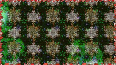 Düz Çiçek Elementleri Tasarımı. Çocuk stili. Çiçekli, kusursuz bir arkaplan. Renkli Bahar Teması Kusursuz Arkaplan.